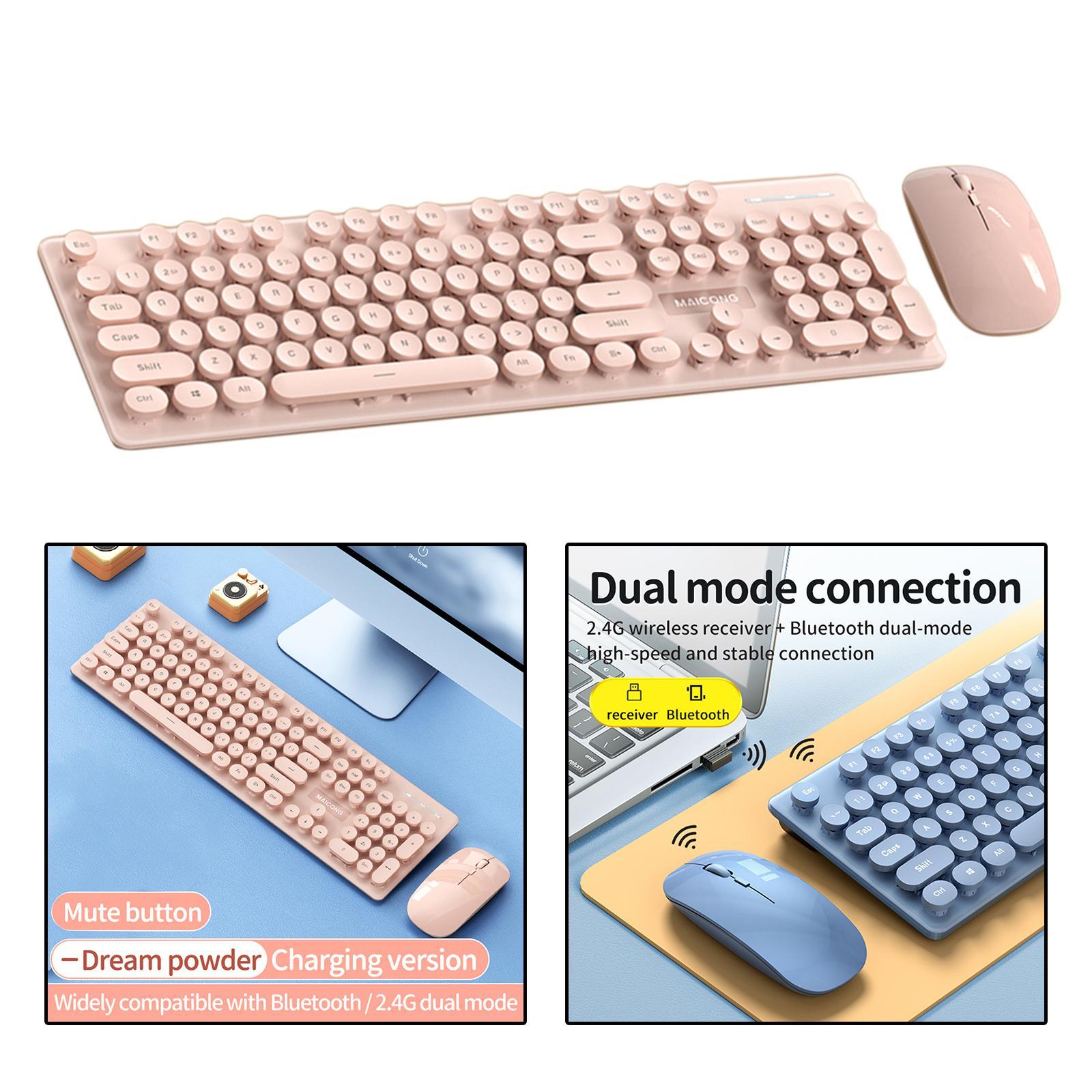 Wireless Keyboard Mouse Combo Dual-Mode for Mac OS Windows iOS Android