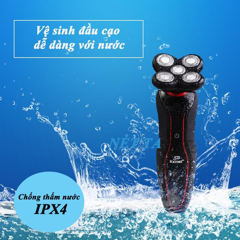 Máy cạo râu Kemei KM-6181 chống thấm nước IPX4 lưỡi nổi 5D có thể cạo khô và ướt cạo sát có màn hình LRD hiển thị thông minh, đầu tỉa phụ dùng cạo tải tóc mai, ria mép tiện lợi