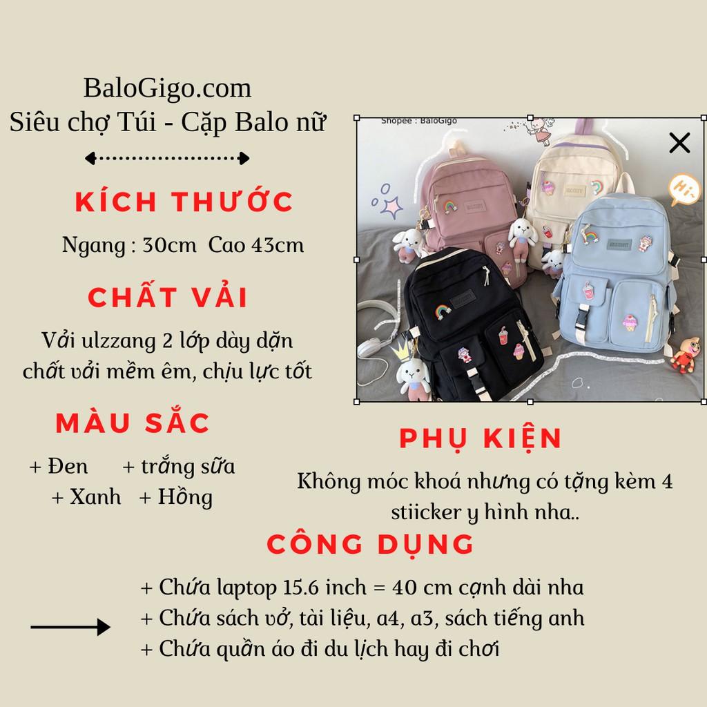 Cặp đi học tặng 4 sticker gắn sẵn y hình siêu xinh ( không móc khoá ) G243 - BaloGigo