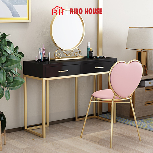 Ghế tim bàn trang điểm RIBO HOUSE khung kim loại sơn tĩnh điện trang trí phong ngủ, bàn trang điểm phòng khách phong cách hiện tại sang trọng RIBO60