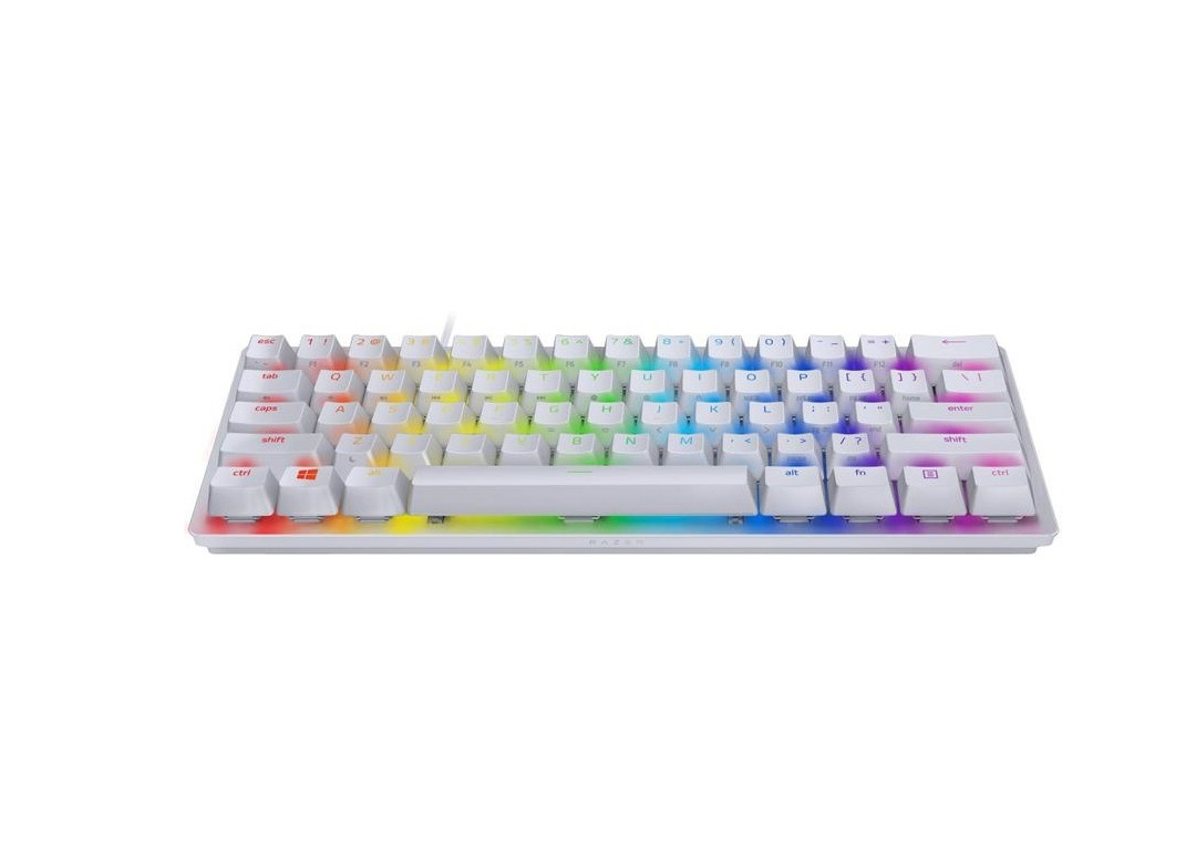 Bàn phím cơ Razer Huntsman Mini 60% Optical Gaming Keyboarrd Clicky Purple Switch Mercury - Hàng Chính Hãng