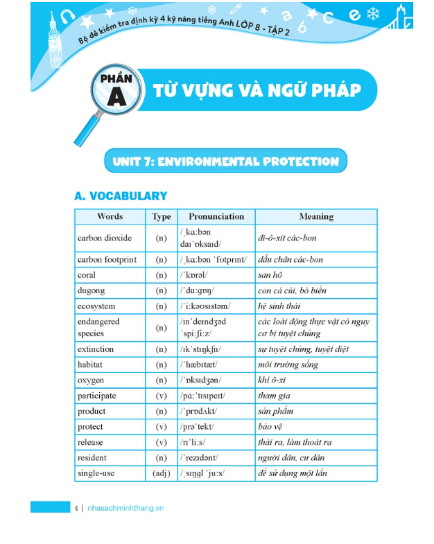 Sách - GLOBAL SUCCESS - Bộ đề kiểm tra định kỳ 4 kỹ năng tiếng anh lớp 8 tập 2
