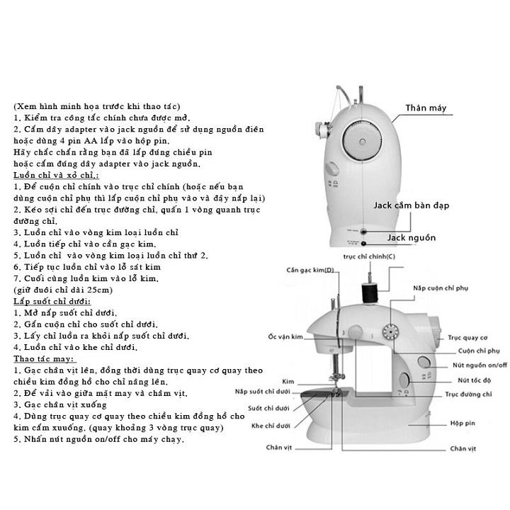 Máy khâu mini gia đình thế hệ mới cắt chỉ bằng đèn LED - Hàng Chất Lượng