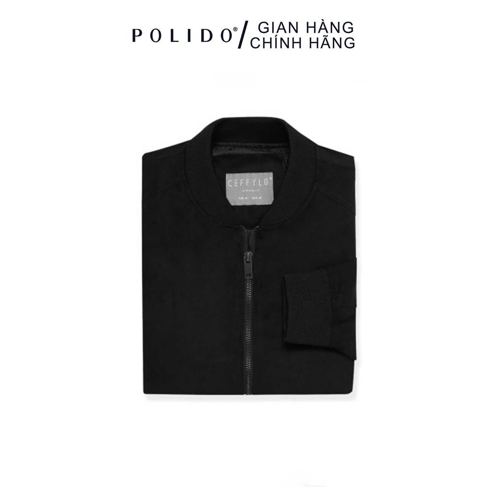 Áo Khoác Bomber Nam CEFFYLO Màu Đen Chất Da Lộn Chuẩn Form