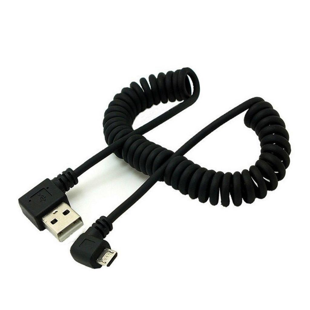 90 Degree Angle USB 2.0 Male to 90 Degree Right Angle Micro USB 5 Pin Male Charge and Sync Coiled Spiral Cable