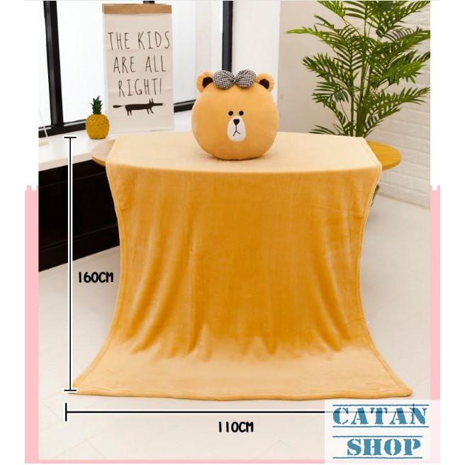 Gối mền Brown xinh xắn 3 in1, nỉ nhung cực mịn, bộ chăn gối văn phòng GD79-GMGau