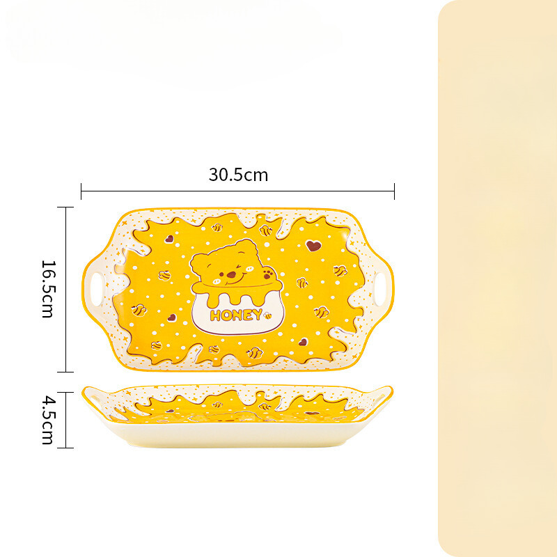 Bán lẻ Bộ Bát Đĩa Thương Hiệu Gosu họa tiết Gấu vàng Honey đáng yêu, chất men sáng bóng