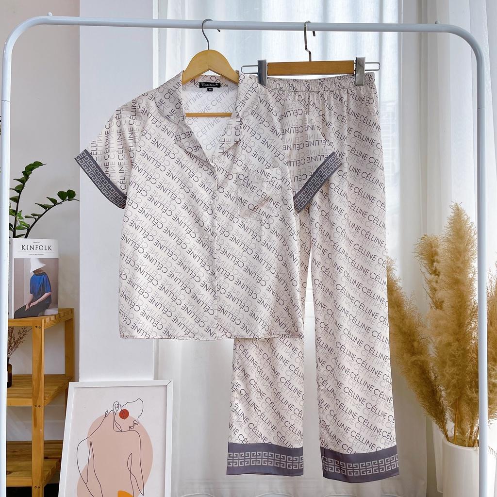 Bộ mặc nhà Pyjama Tay Ngắn quần dài chất lụa Tea Store cao cấp sang trọng