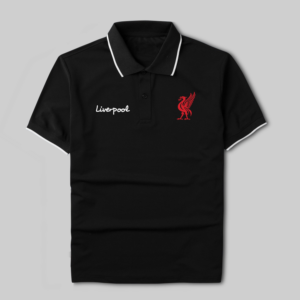 Áo polo Liverpool in logo chim cốc Liver Bird vải poly cá sấu thoáng mát - Áo thun có cổ nam nữ, áo di chuyển Gokis shop