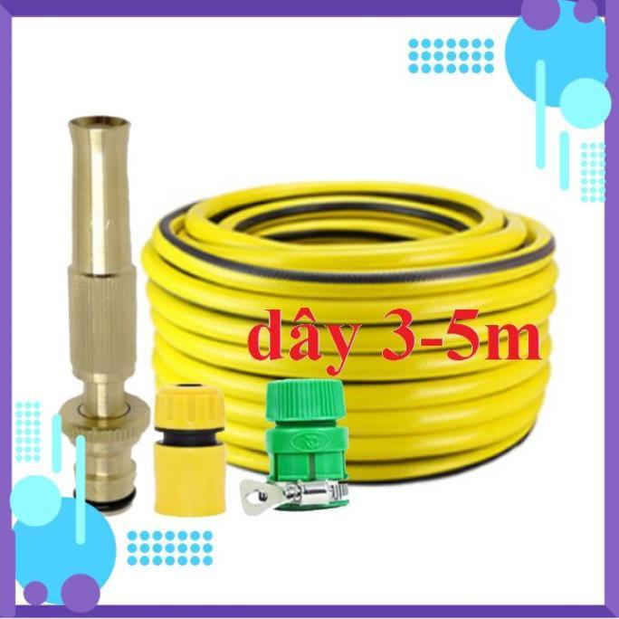 Vòi Xịt️ Bộ dây vòi xịt nước rửa xe, tưới cây , loại 3m,5m 206587 cút sập,nối vàng+ mở chai