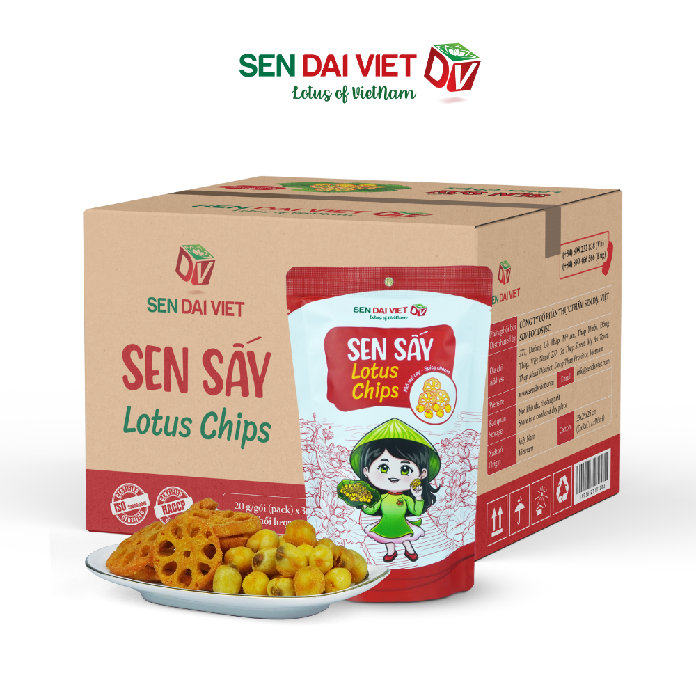 Sen Sấy Vị Phô Mai Cay- Sen Sấy Giòn Tan, Vị Cay Nồng Nàng, Phô Mai Béo Ngậy, ĐV- Sen Đại Việt- Gói 30g