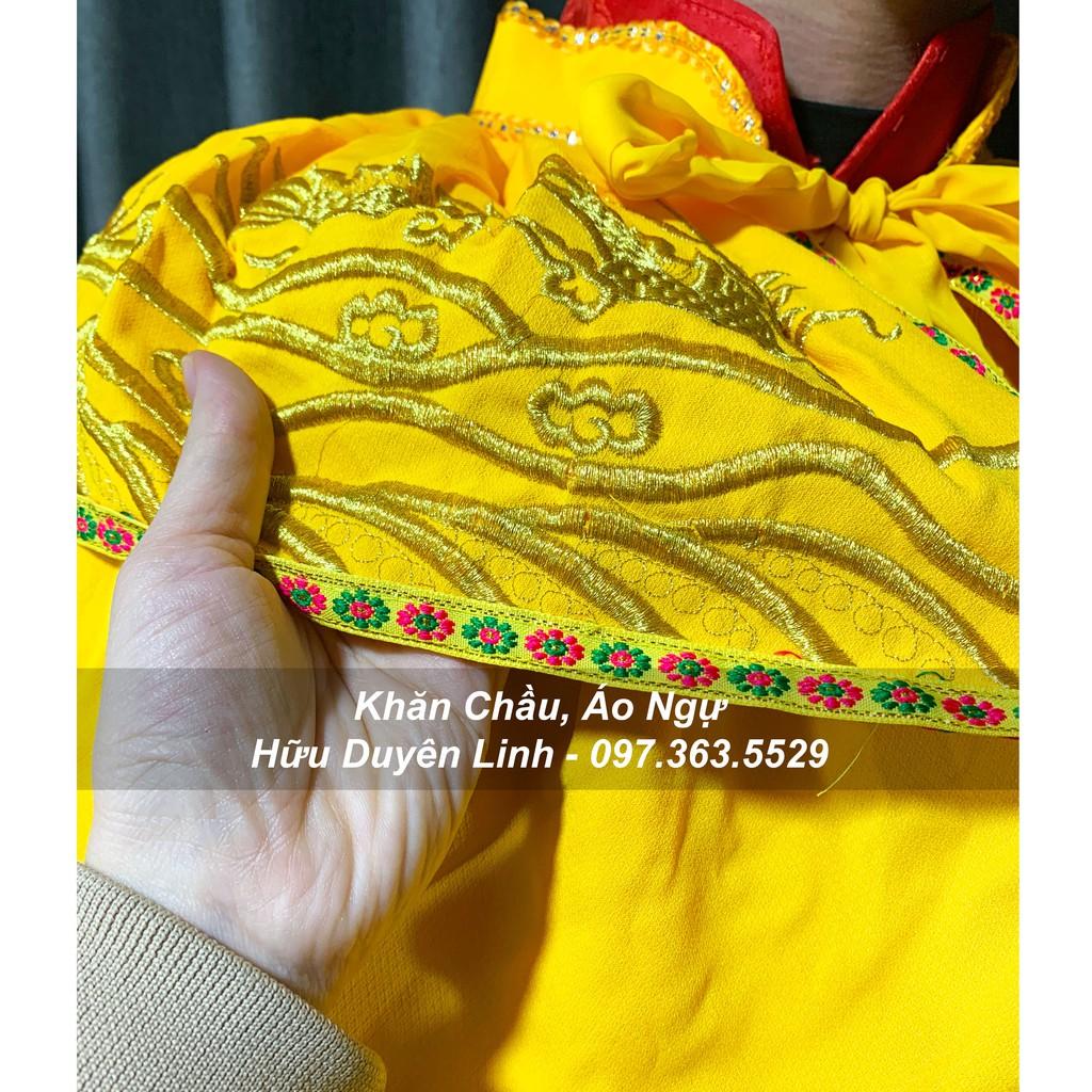 Áo choàng Hoàng, phụ kiện hầu đồng, áo choàng hầu giá, khăn chầu áo ngự người lớn free size phù hợp cao 150-170cm màu vàng