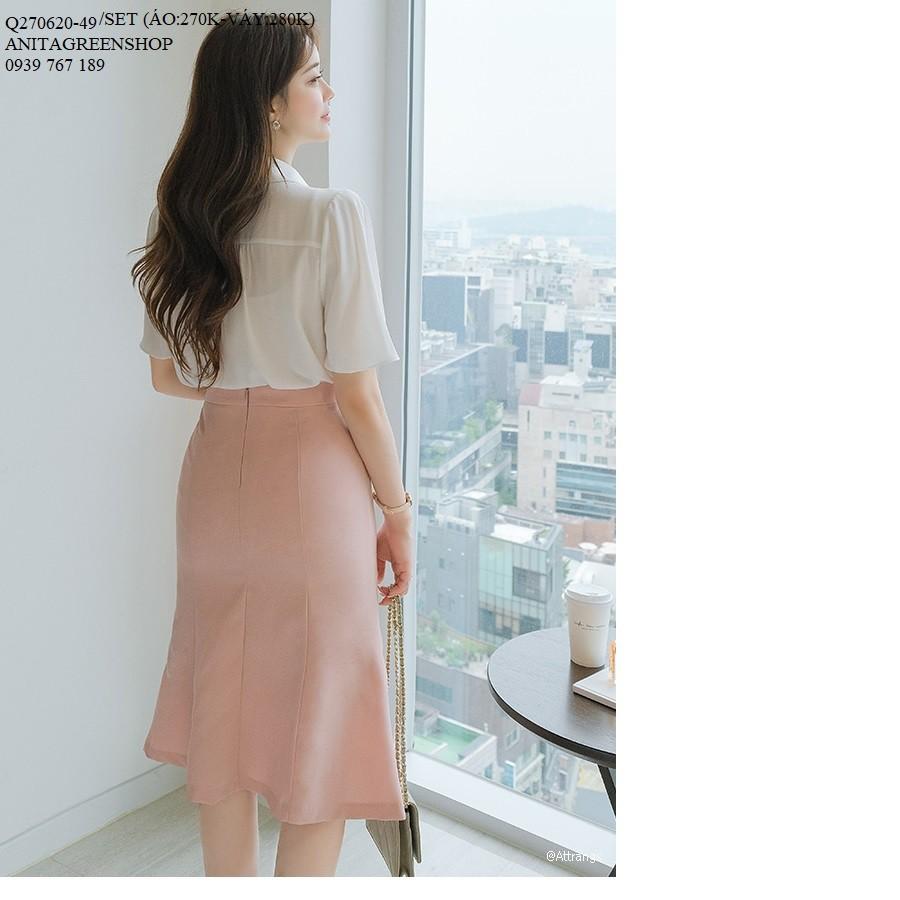 Q270620 SET ÁO SƠ MI VOAN PHỐI CHÂN VÁY