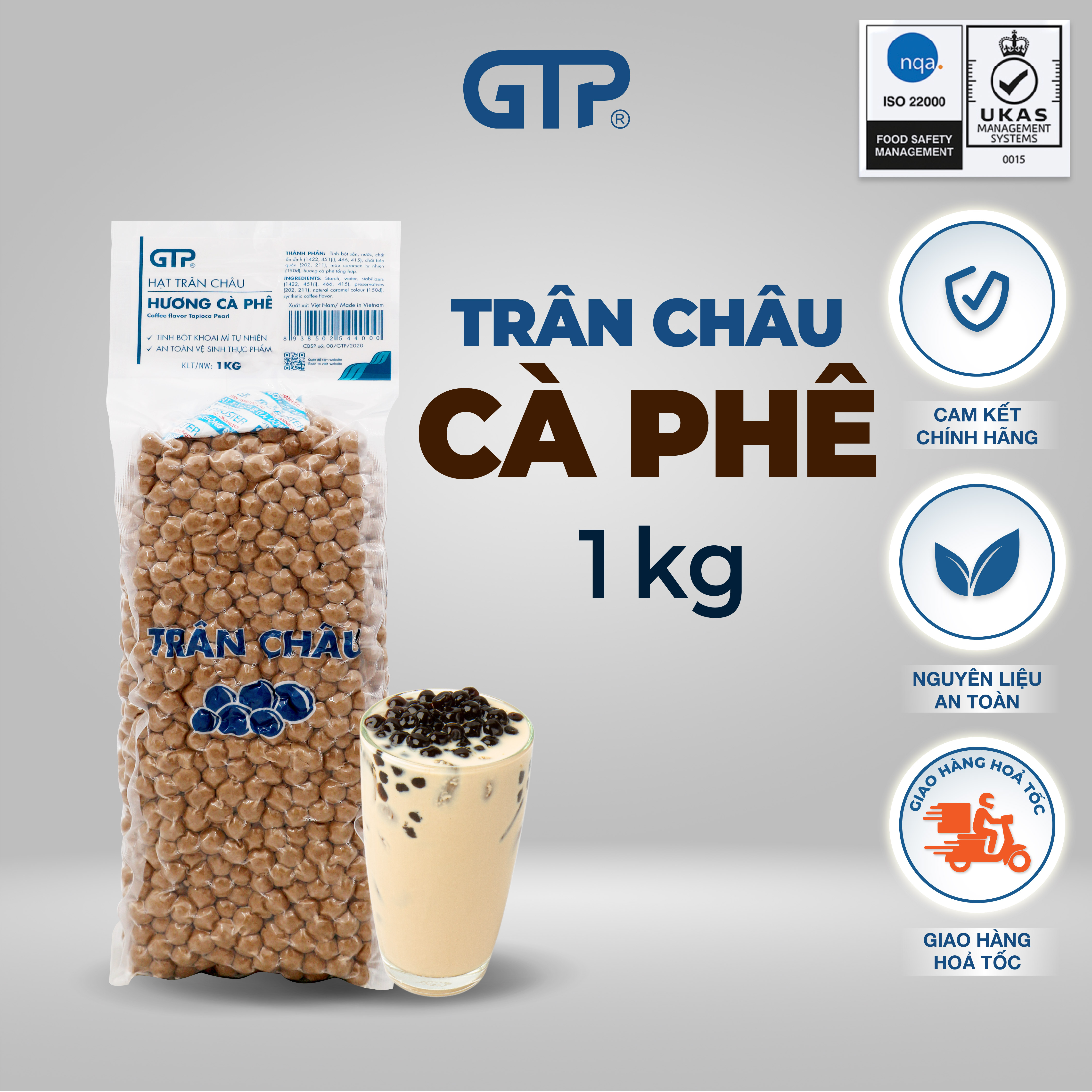 Trân châu đen hương/vị Cà phê, dùng kèm trà sữa. Trân châu dẻo dai thơm