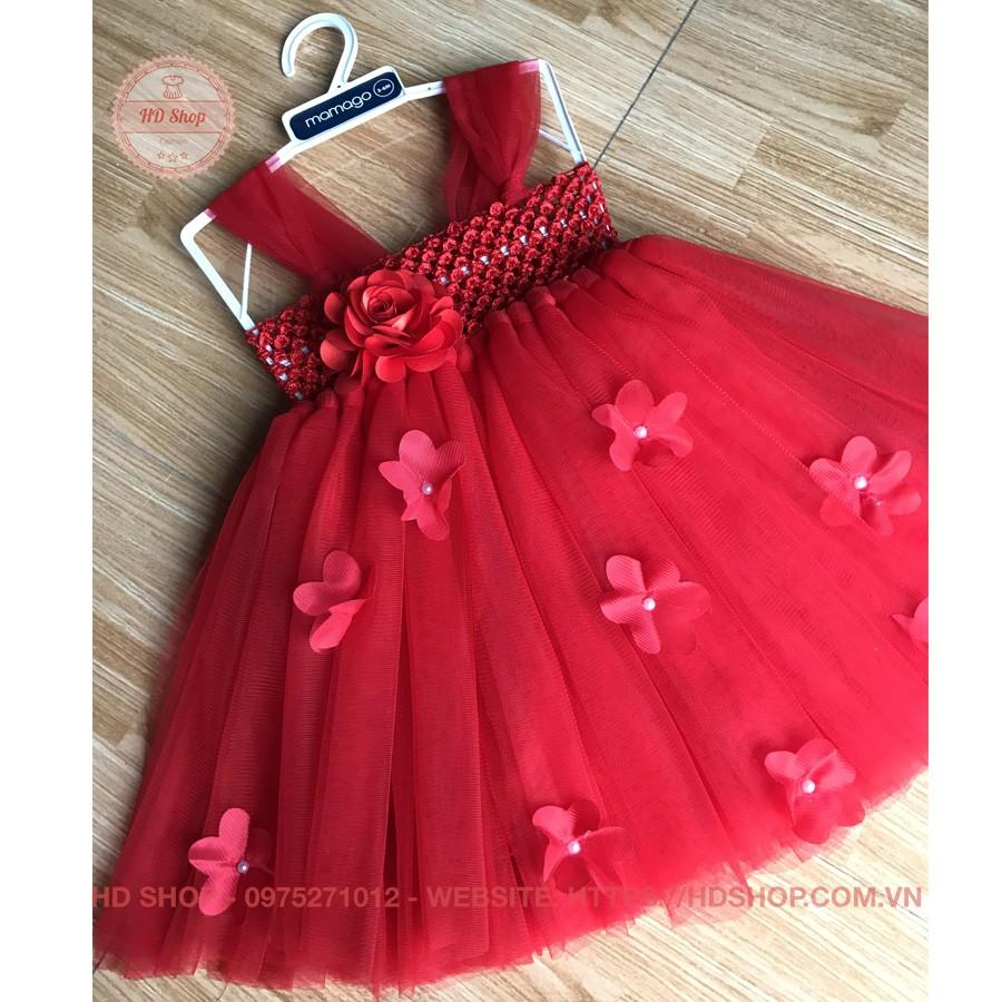 Đầm tutu cho bé ️️ Đầm tutu đỏ hoa hồng đỏ 1b