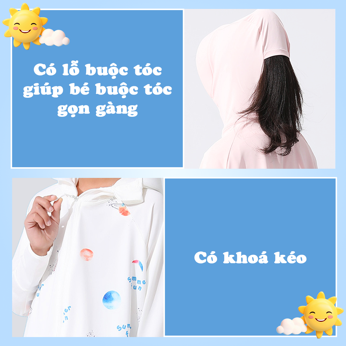 Áo chống nắng cho bé 2-12 tuổi thoáng mát nhiều họa tiết đáng yêu Baby-S, Áo khoác chống nắng cho bé có mũ che cao cấp - SAK024