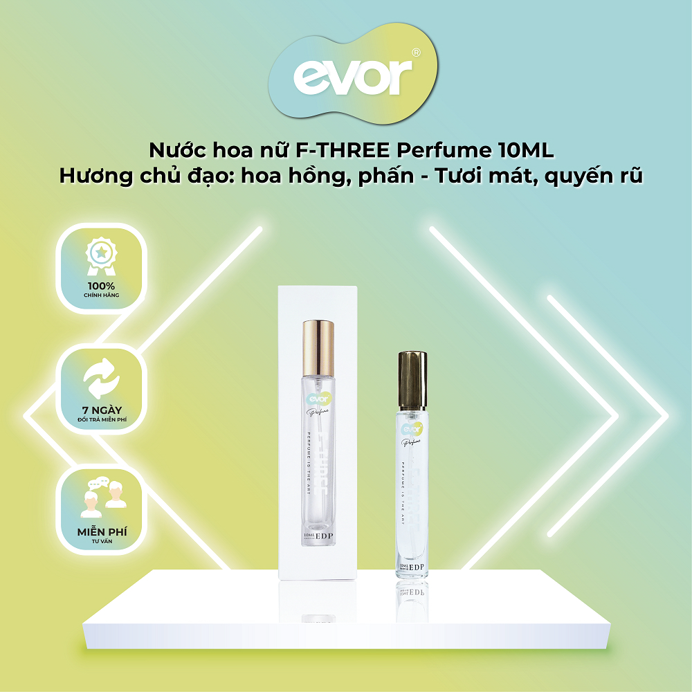 Nước hoa nữ F-THREE Perfume 10ML, hương hoa cỏ, hoa lài, phấn | EVOR