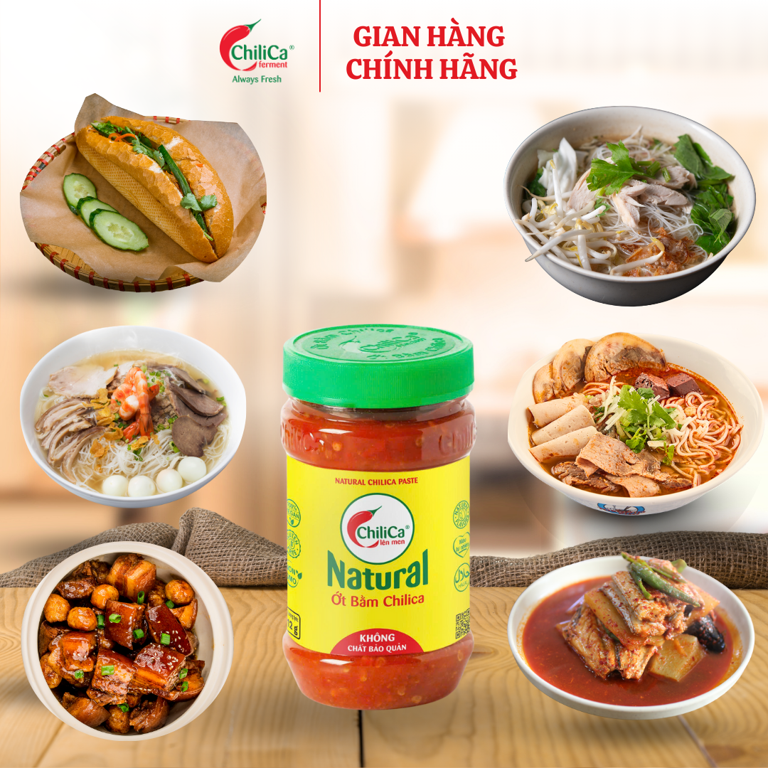 [KHÔNG CBQ] Natural Ớt Bằm ChiliCa 212g - Lên Men Tự Nhiên, Không Chất Điều Vị, Không Hương Liệu