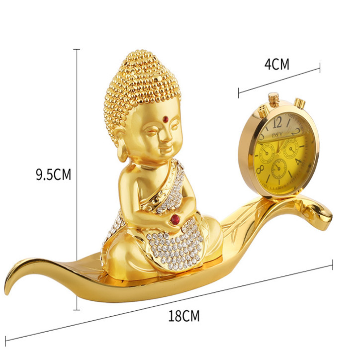 Tượng Phật Đúc Đồng Kiêm Đồng Hồ Trang Trí Trên Xe Hơi A72542