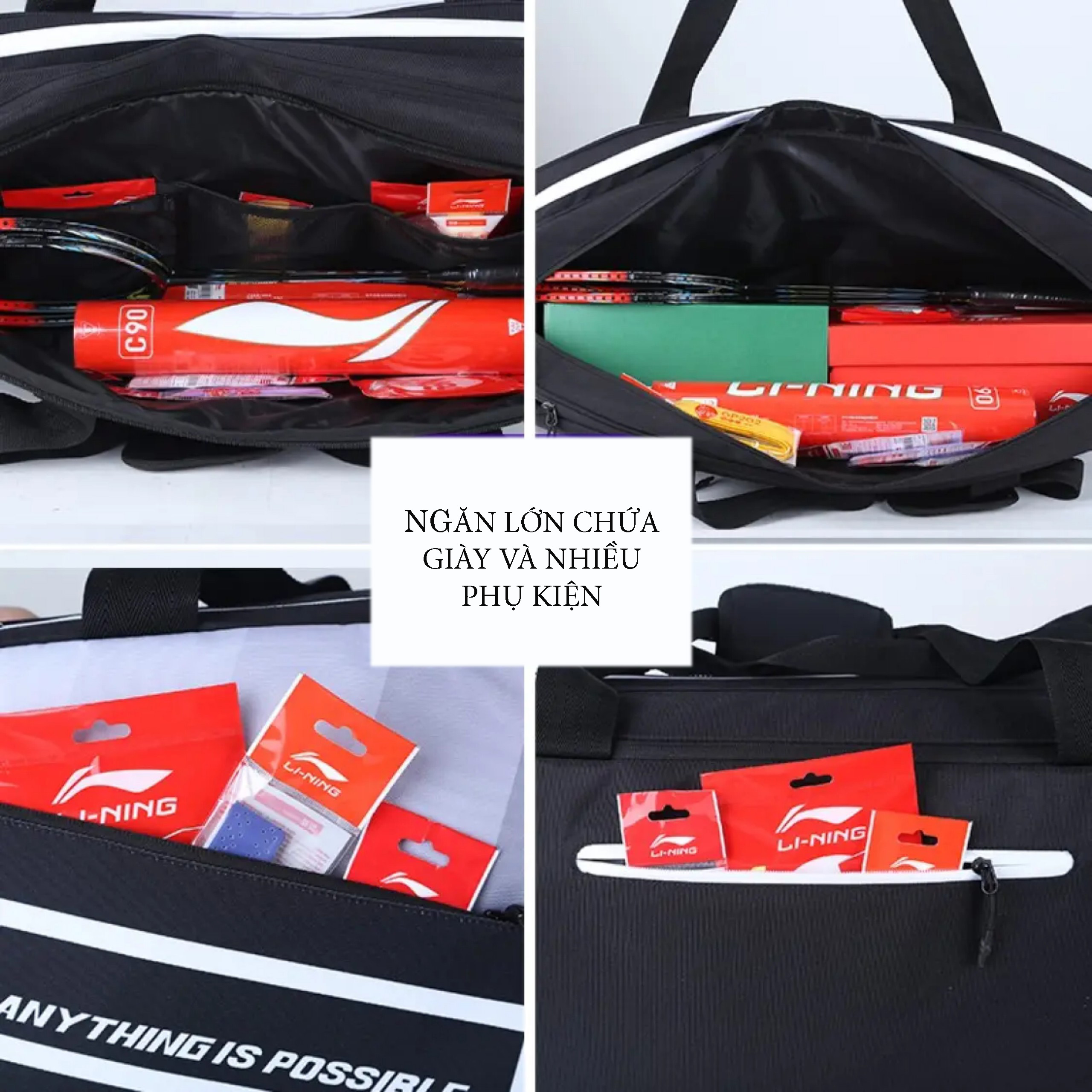 Túi vợt cầu lông Lining chính hãng ABJS019 có 3 màu lựa chọn