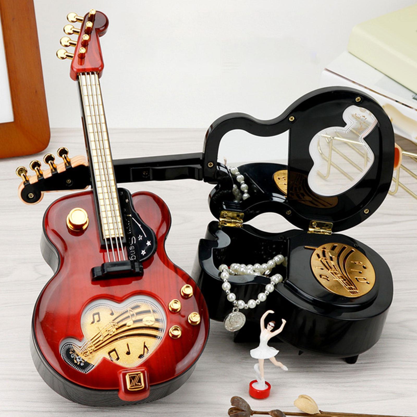 Guitar Music Box Ornament Clockwork Mechanical Windup Musical Jewelry Box