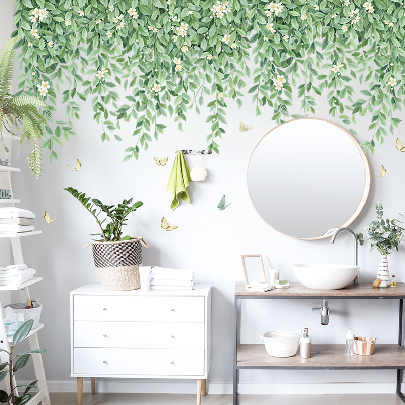 Sticker Giấy Dán Tường Decal Dán tường Tranh Dán Tường Trang Trí Tường Mẫu  Hoa Lá Phong Cách Vintage ZDB-2579