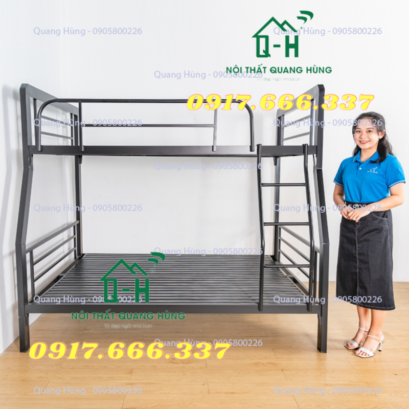 GIƯỜNG TẦNG SẮT HỘP 4X8 CAO CẤP MÀU ĐEN DÀNH CHO GIA ĐÌNH