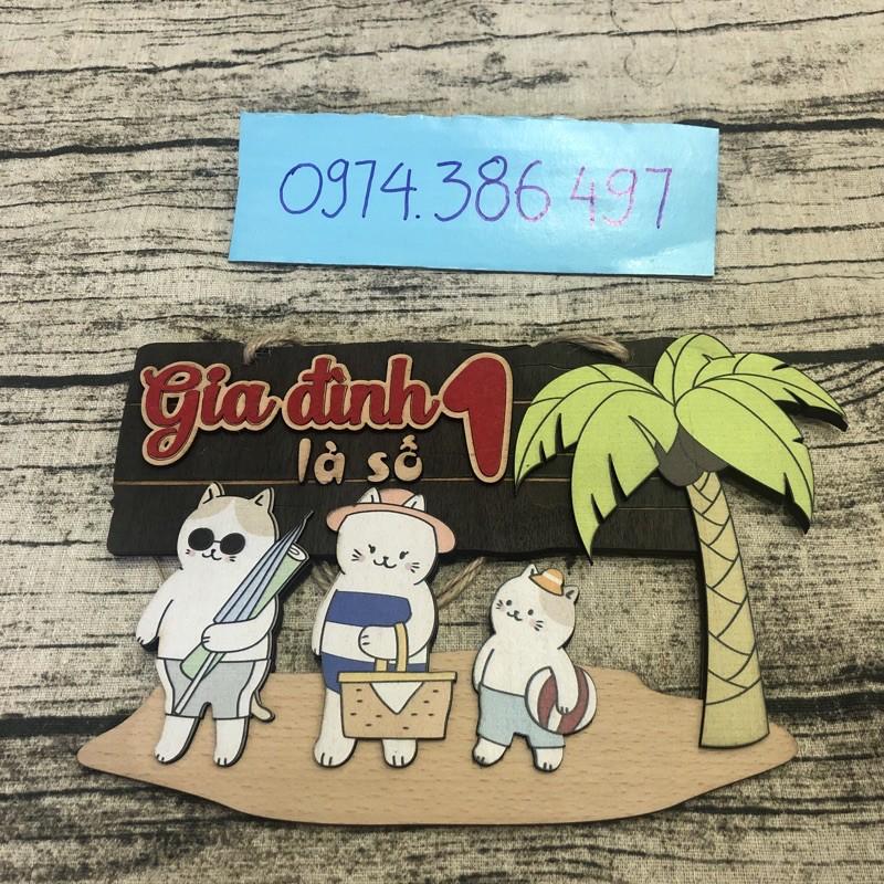 Bảng gỗ trang trí mẫu gia đình là số 1 cây dừa cả nhà đi tắm biển