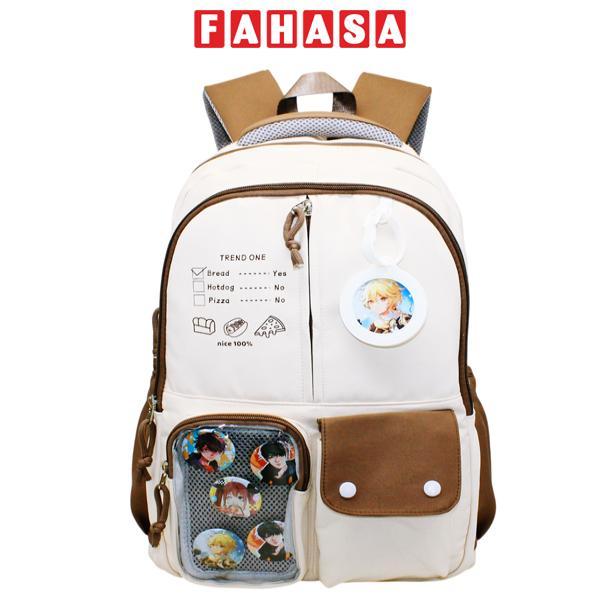 Ba Lô Thời Trang Đính Huy Hiệu Hoạt Hình - Baoding Yunxi 3-012 - Màu Kem