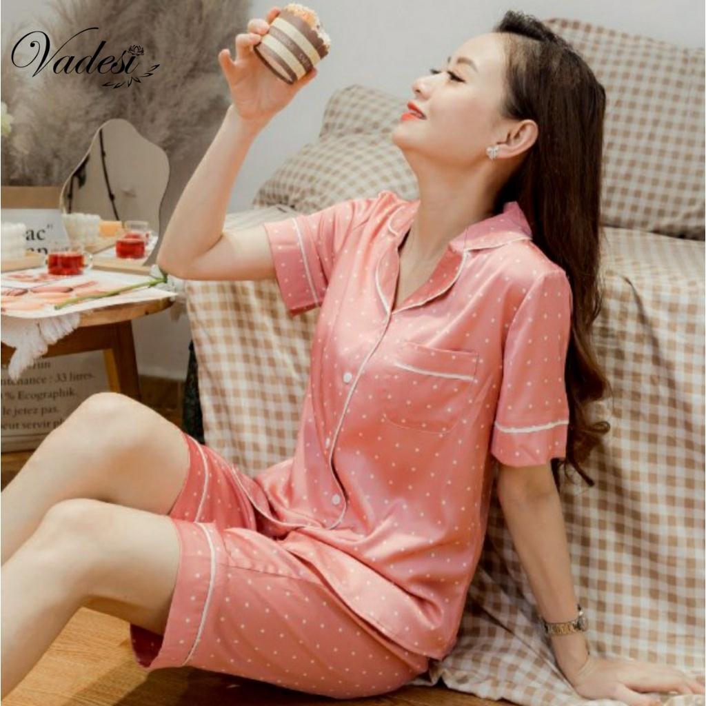Bộ Đồ Ngủ Nữ Pijama Lửng Tay Ngắn Mặc Nhà Đẹp Mùa Hè Lụa Cao Cấp Thoáng Mát Mềm Mịn Thấm Hút – VADESI