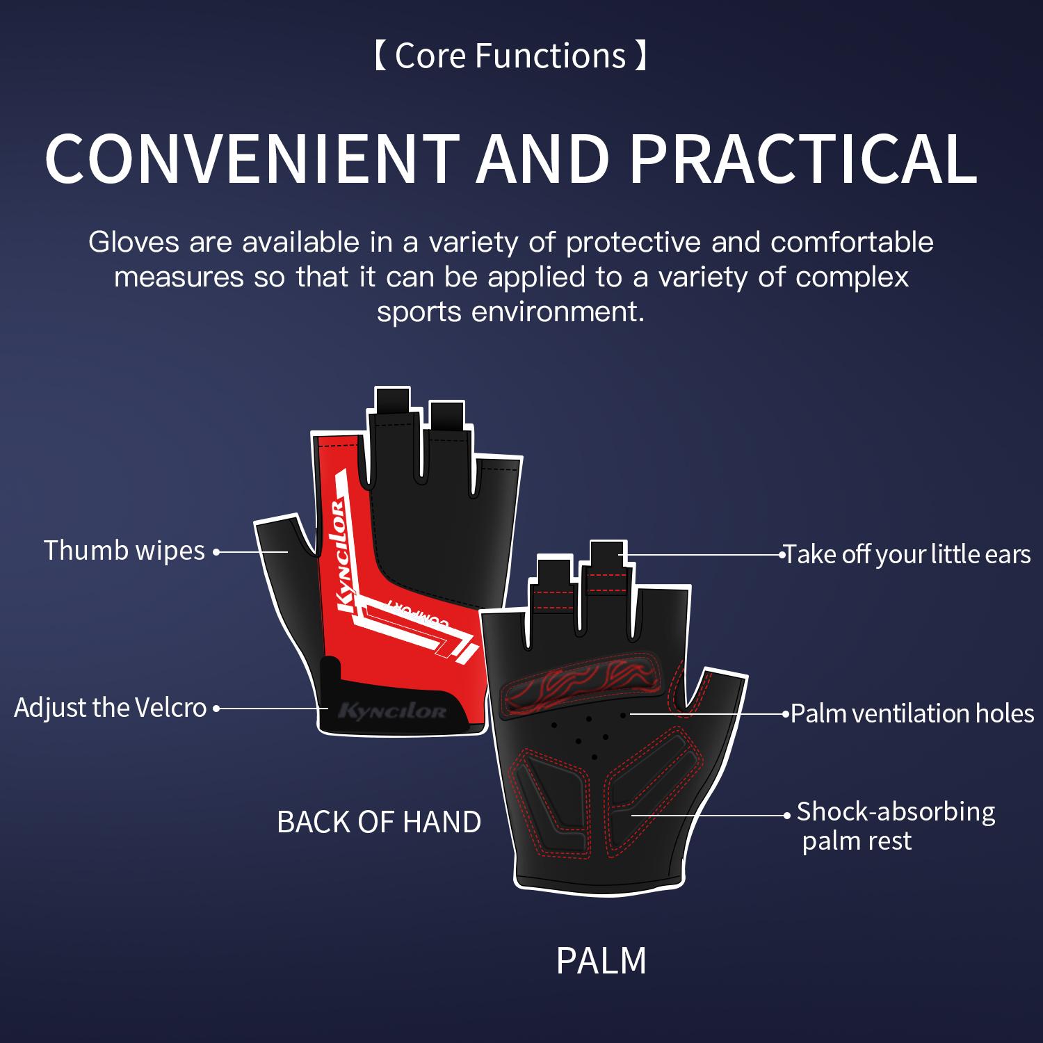 Knycilor Half Finger Găng tay thể thao Găng tay xe đạp Găng tay xe đạp ngoài trời có thể chạy được Găng tay xe đạp chạy găng tay Color: A0027-BK Size: XL