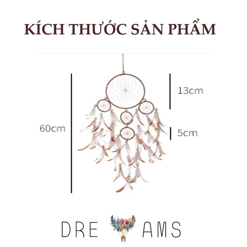 Dreamcatcher lông vũ gắn đèn, Đèn led trang trí phòng ngủ treo tường