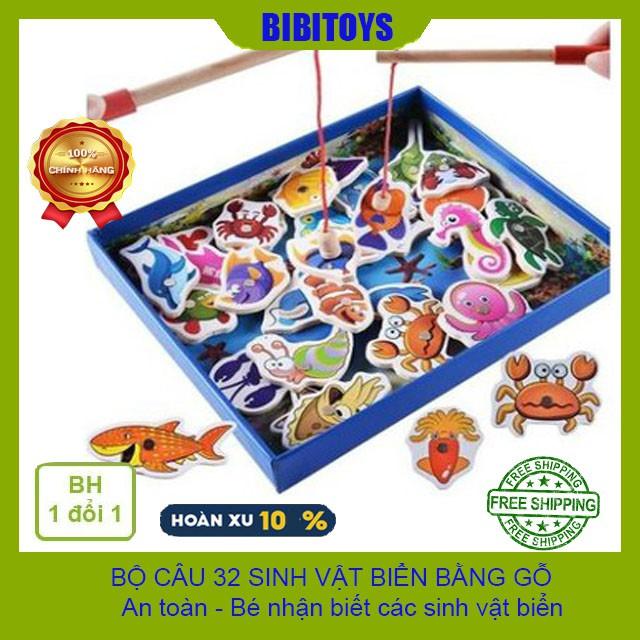 Đồ chơi Bộ câu cá sinh vật biển nam châm bằng gỗ 32 chi tiết