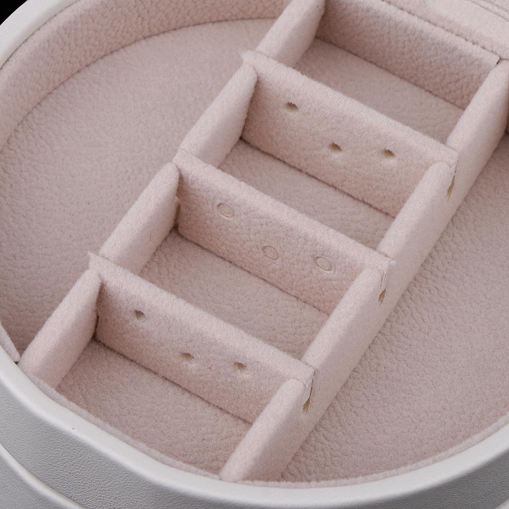 Two Layers PU Leather Portable Jewelry Storage Display Earrings Studs Ring Case Box