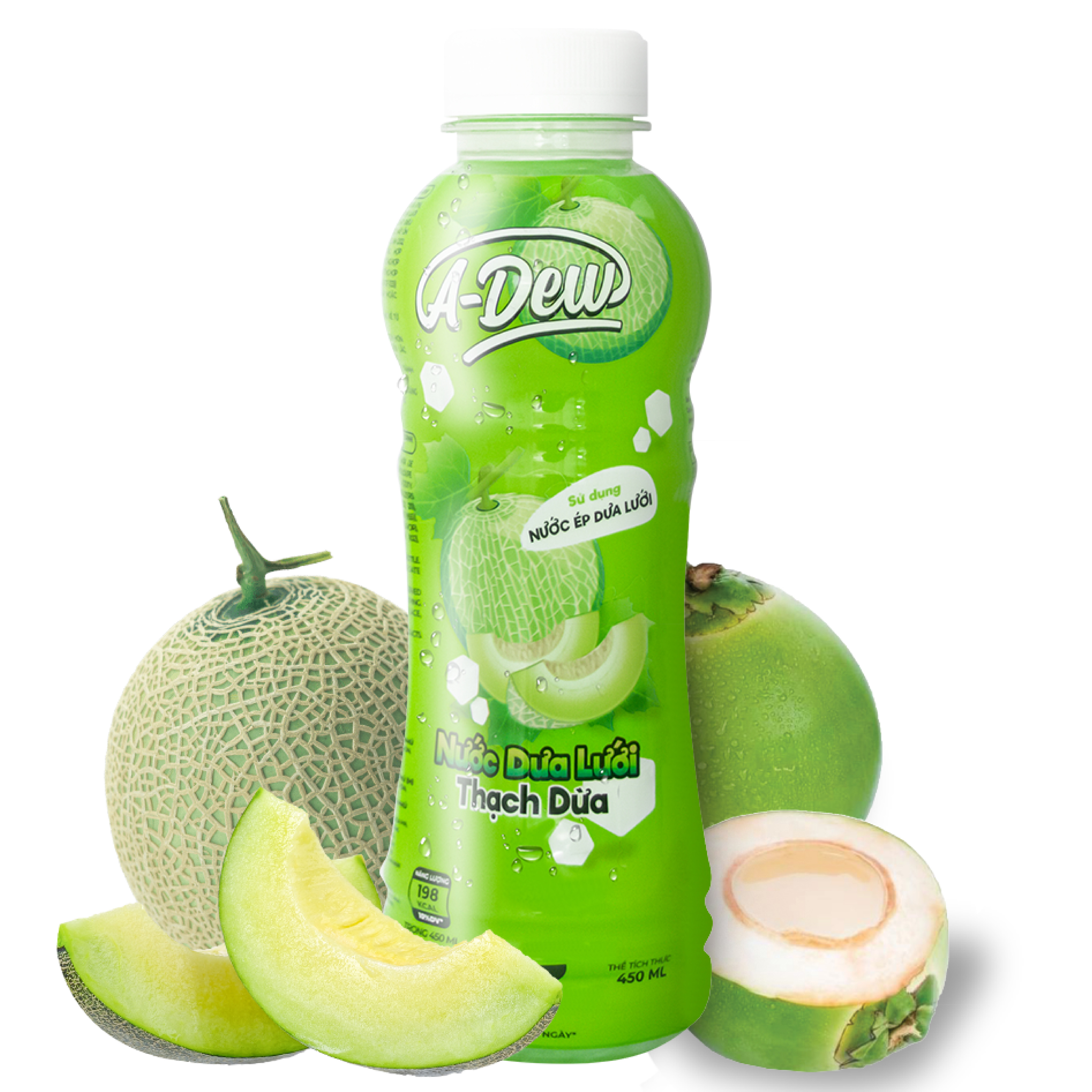 Nước Dưa Lưới Thạch Dừa A Dew Chai 450ml - Thùng 24 Chai