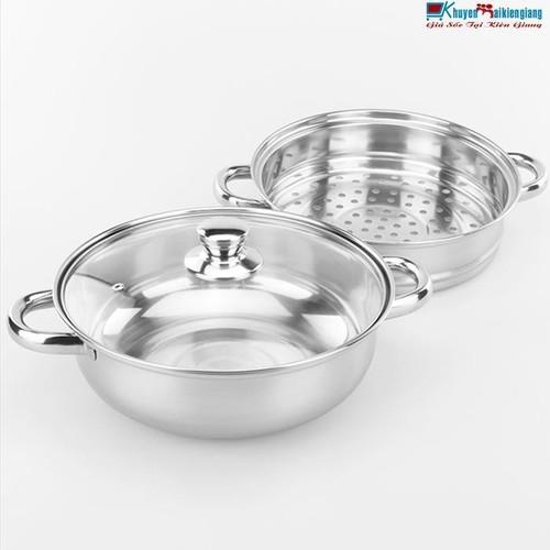 Nồi hấp INOX 2 tầng siêu đẹp 28cm,Nồi hấp 2 tầng