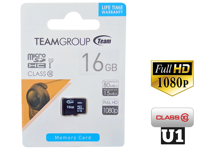 Thẻ Nhớ Micro SDHC Team 16GB 500x Class 10 U1-80MB/s (Đen) - Hàng Chính Hãng