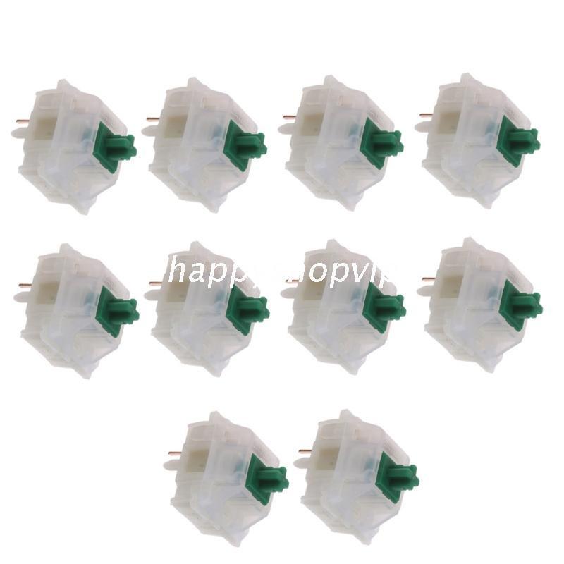 HSV 10Pcs Gateron Switche 5Pin Milky Green Switch Mechanical Keyboard Gateron MX Switch Transparent Case fit GK61 GK64 GH60