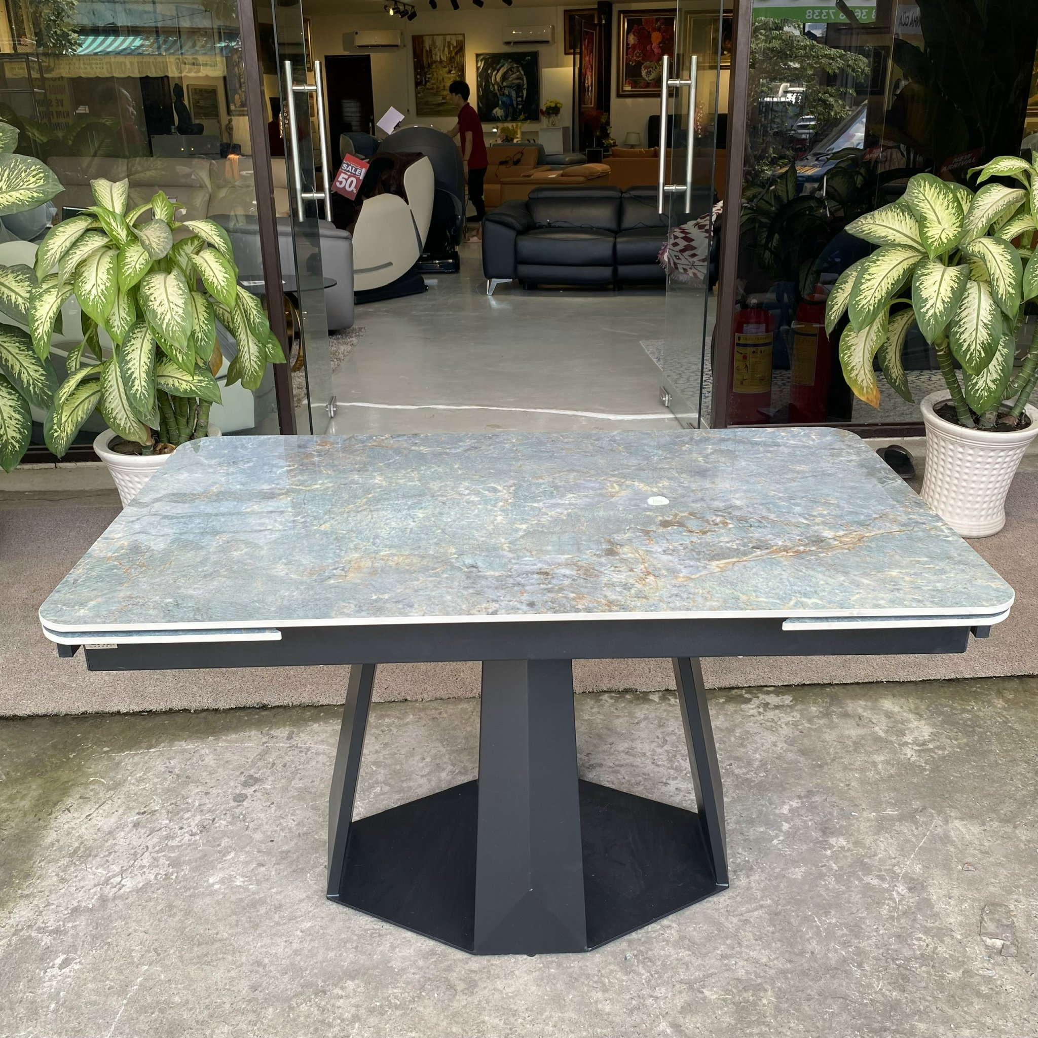 Bàn Ăn Mặt Đá Ceramic A-009EX Xanh Ý Alila