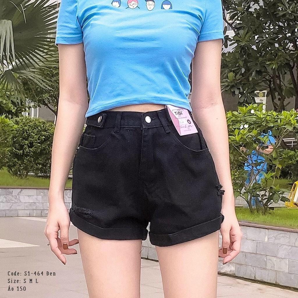 Quần short jean nữ lưng cao King168 , quần short nữ cao cấp TQQ09