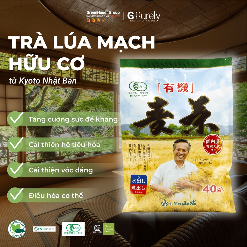 [Hàng nội địa Nhật] Trà lúa mạch hữu cơ Mugicha GreenHand bí quyết thanh lọc cơ thể của người Nhật