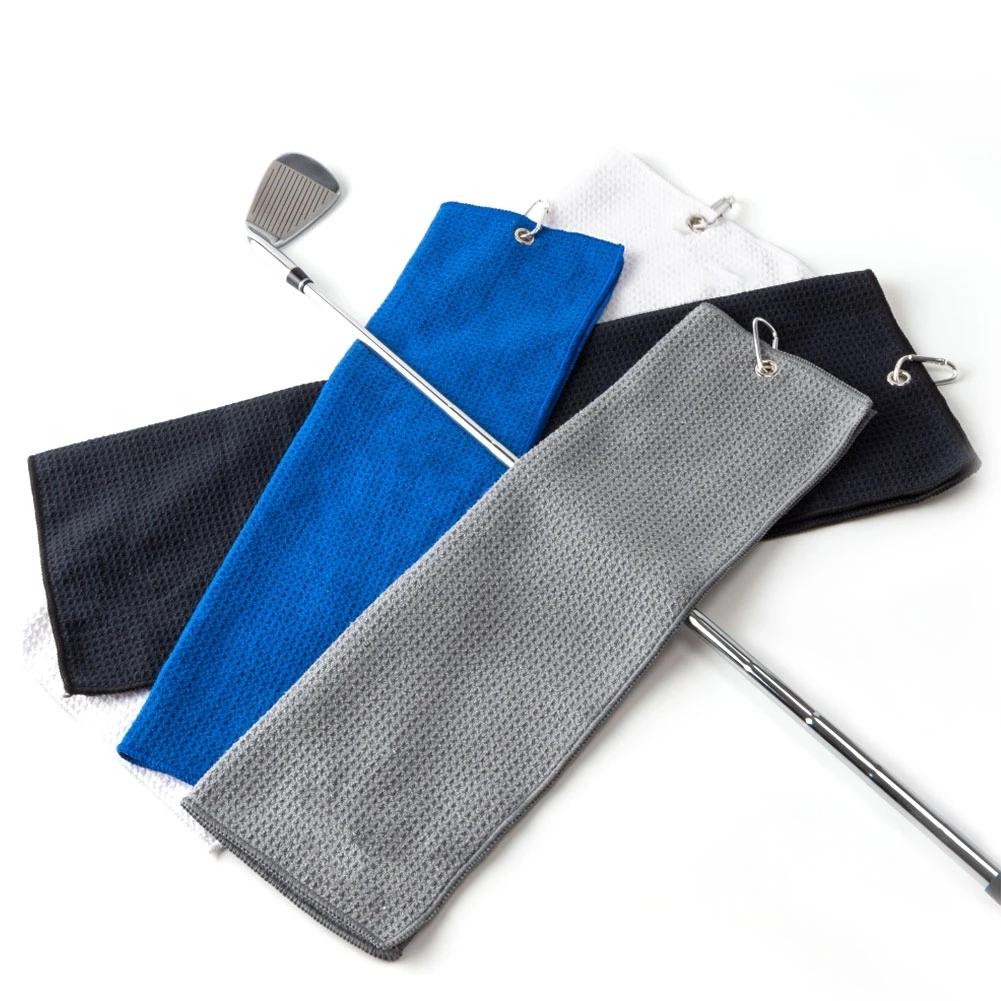 1PCS Microfiber Golf Khăn 40 x 40cm Hook Golf và Loop Fastener - Khăn vệ sinh golf tiện dụng Color: black