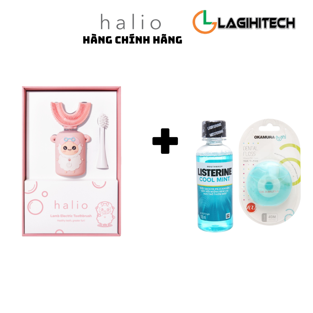 Combo Bàn Chải Điện + 1 Đầu Bàn Chải Cho Bé Halio Smart Sonic U-Shaped Toothbrush