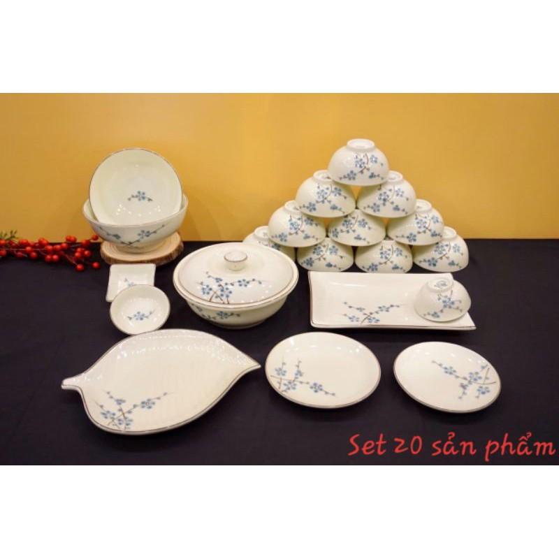 BỘ BÁT ĐĨA TUYẾT MAI XANH CÁC KIỂU DÁNG