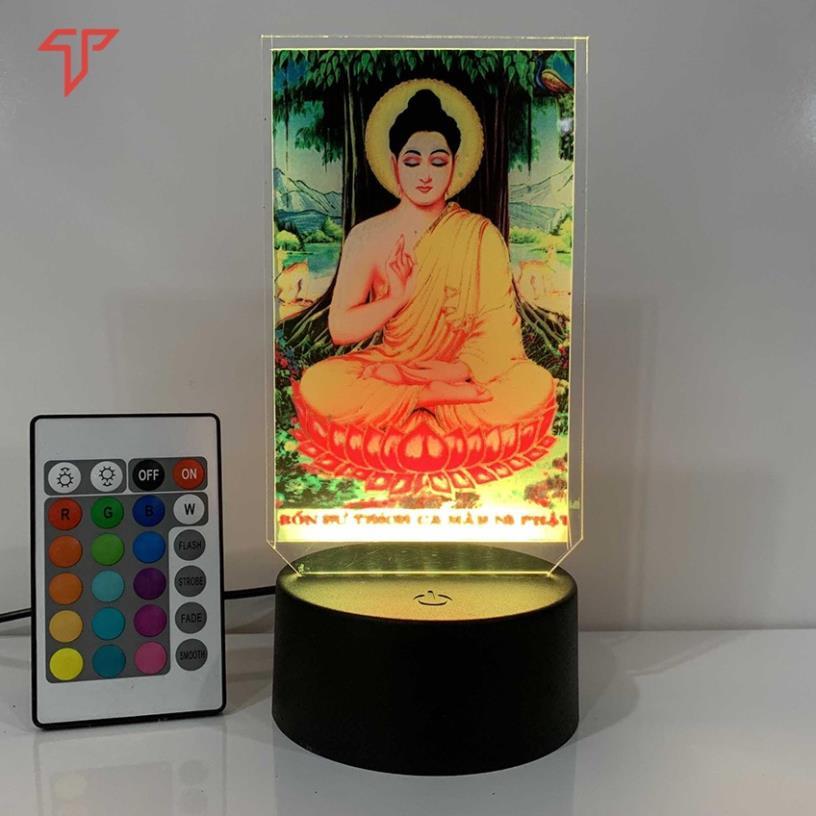 Đèn led 3D in hình phật quan âm tọa thiền hình thờ trên ôtô, xe tải, để bàn, hình thờ quan âm, adida
