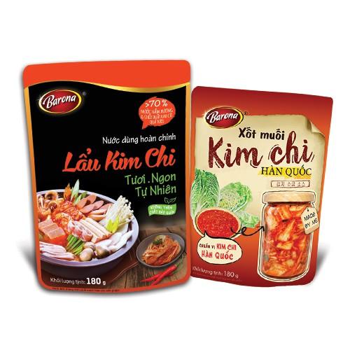 Combo 1 Gói Lẩu Kim Chi BARONA và 1 Gói Xốt Muối Kim Chi Hàn Quốc BARONA