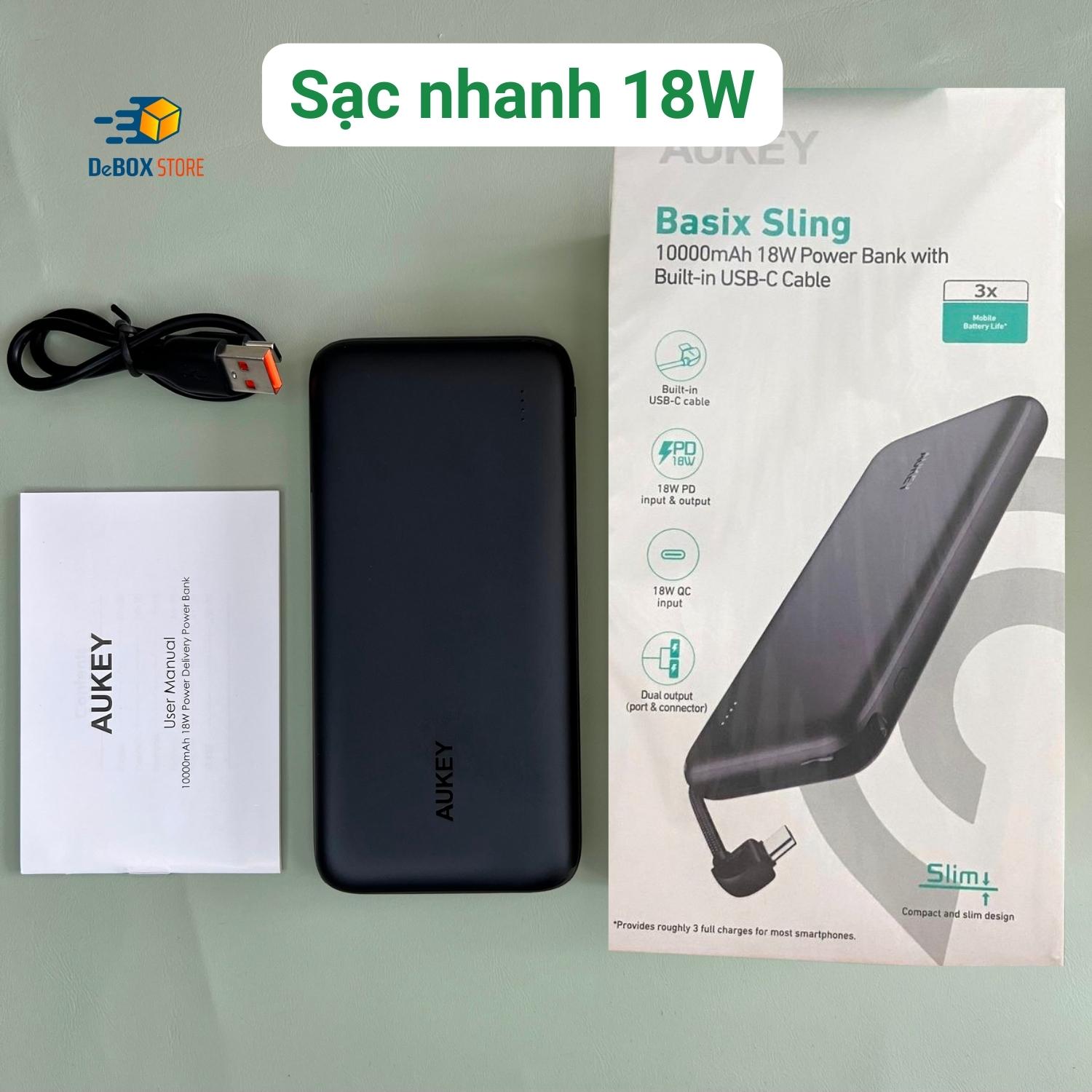 Pin sạc dự phòng 10000mAh Sạc Nhanh 18W Aukey PB-N73C (Basix Series) - Hàng Chính Hãng