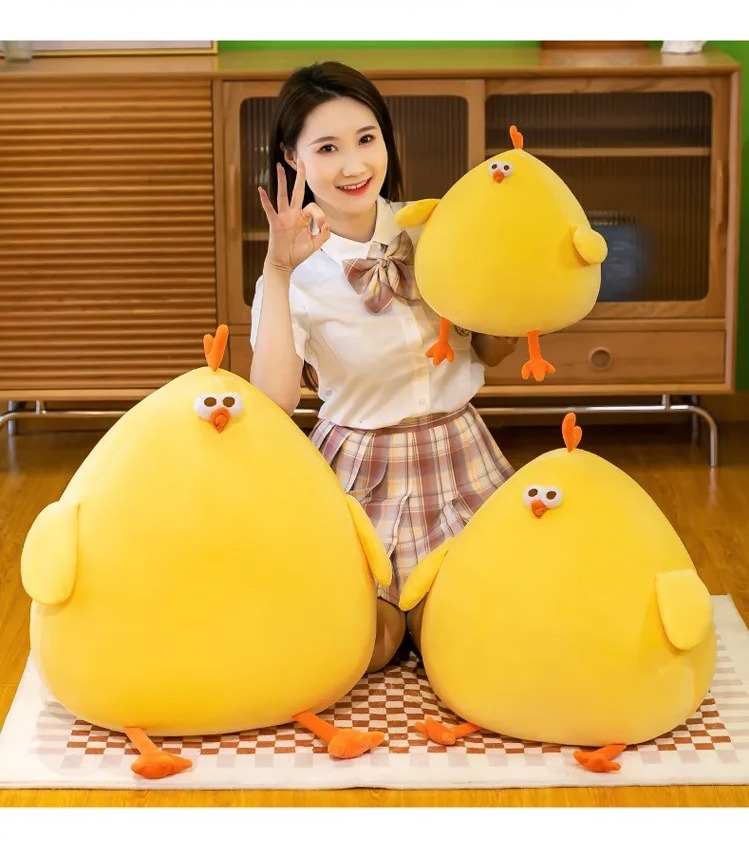 Thú nhồi bông gà tròn vo êm mịn - Size từ 45cm đến 60cm- Quà tặng gấu bông gà mặt thộn dễ thương - Gối ôm mềm mịn cho bé