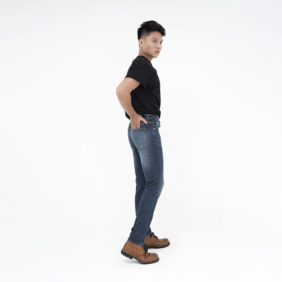 Quần Jeans Nam Cao Cấp HUNTER X-RAYS  Form Slimfit Thun Màu Xanh Đậm Phủ Dơ Bụi D27