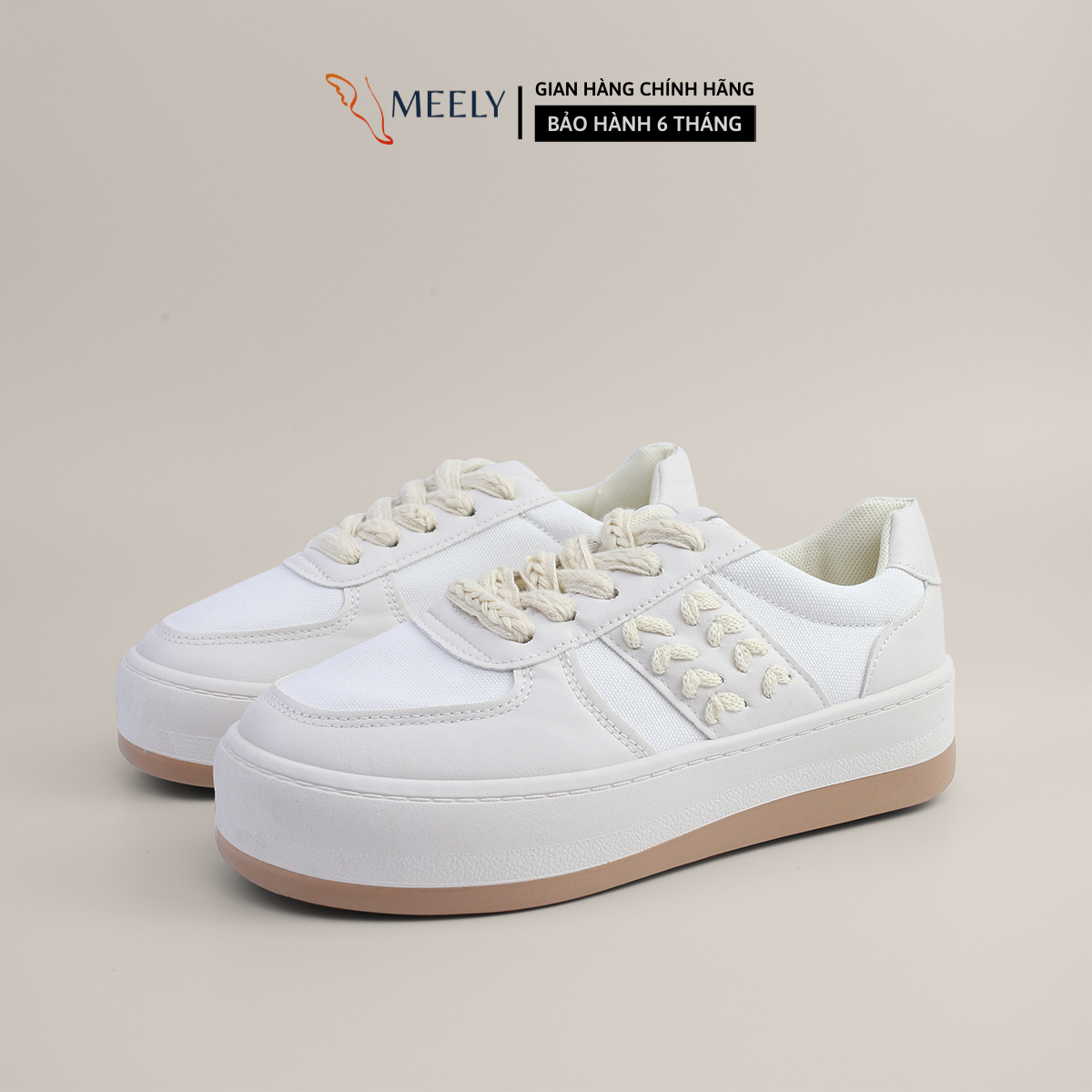 Giày Sneaker Nữ Đế Cao MEELY Da PU Mềm Êm Thích Hợp Đi Học, Đi Chơi 2 Màu Năng Động - MB229